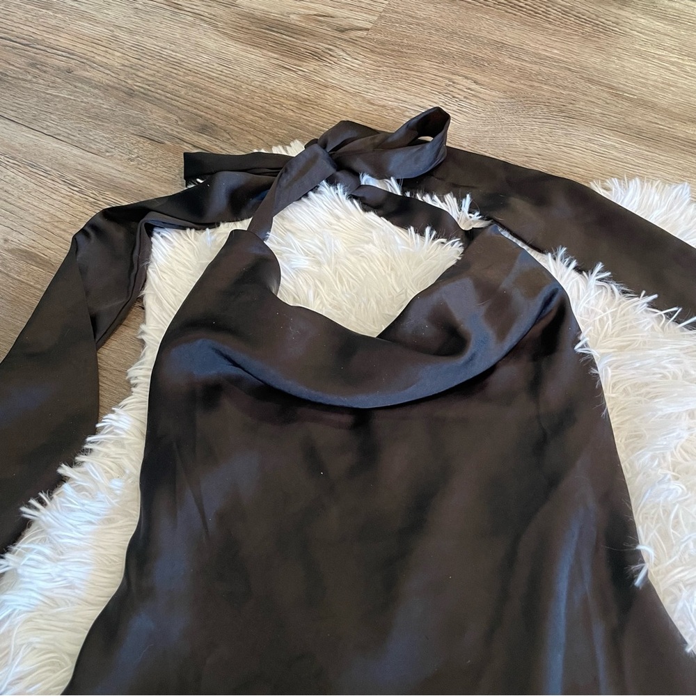 Hello Molly Proud Friend Mini Dress Satin Halter Cowl Coquette Small 4 90s LBD - Picture 5 of 10